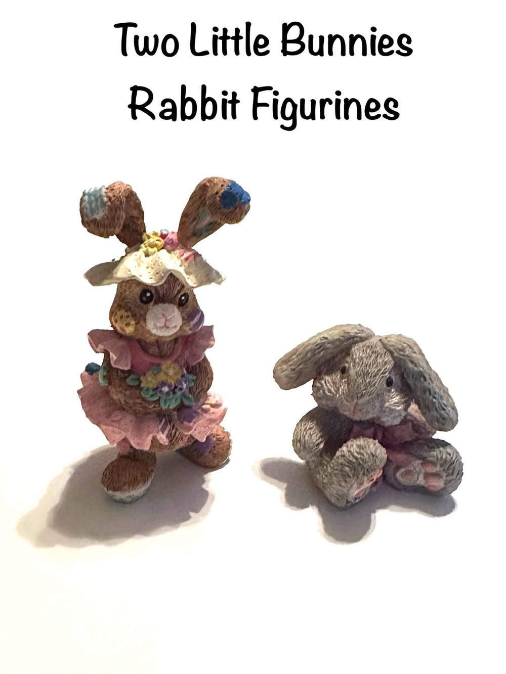 5/$15💥 Two Little Bunnies Rabbit Figurines Decorative Easter 🐰